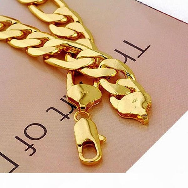 

12mm wide 24k real yellow solid gold gf mens necklace 24inch curb chain jewelry ing, Silver