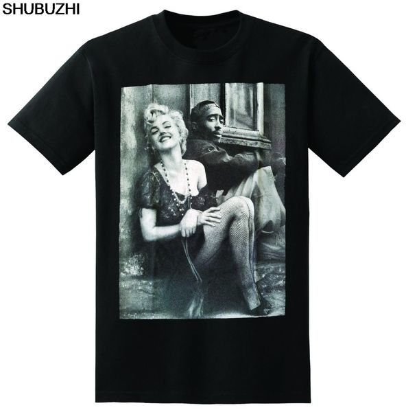 

tupac marilyn monroe couple t shirts hiphop legend shubuzhi letter print hip hop novelty t shirts men's brand clothing