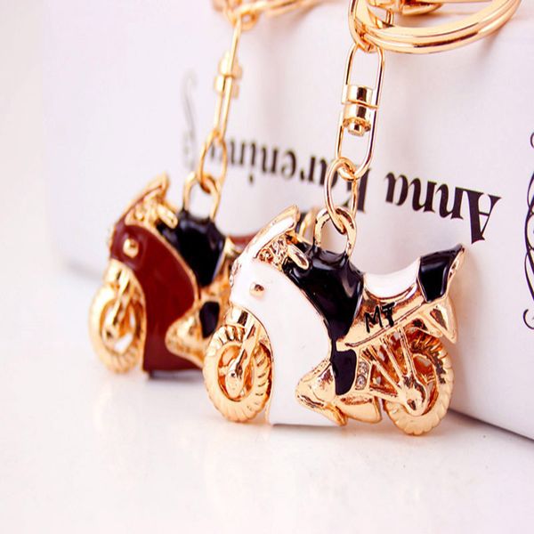 

rhinestone motorbike creative fashion popular alloy crystal keychain bag key chains couple gift charm jewelry key ring, Silver