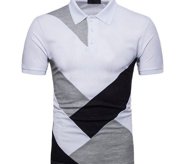 

fashion men summer t shirt personality men's casual slim patchwork short sleeve t shirt jy4, White;black