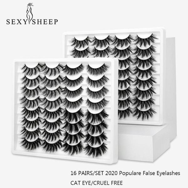 

sexysheep 2020 ins 16 pairs 3d lashes dramatic faux cils mink eye lashes natural thick false eyelashes makeup maquillaje