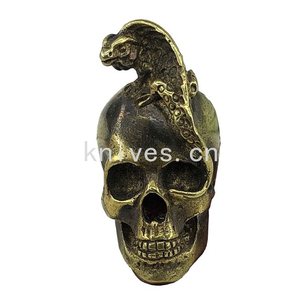 

edc lizard skull talisman paracord bead brass diy charms keychain pendant,knife lanyard,zipper pull dh#162