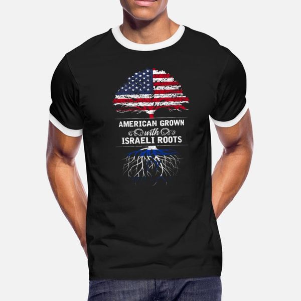 

american grown with israeli roots t shirt men knitted short sleeve s-xxxl homme graphic breathable spring autumn letters shirt
