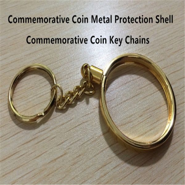 

24k gold plated key chains 40mm keyrings keychain key ring accessories support custom 20pcs/lot souvenir metal creative gift