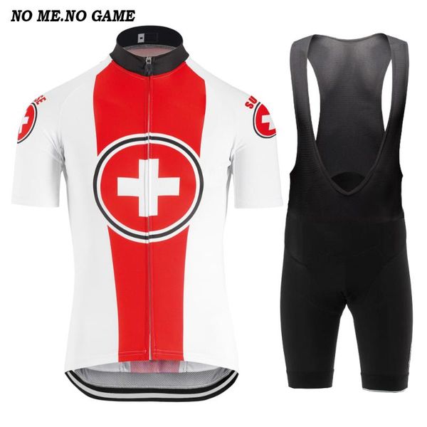 

racing sets 2021 suisse red cycling jersey and bib shorts gel pad set men short sleeve road bicycle quick-dry riding clothing, Black;blue