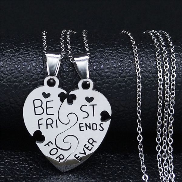 

2pcs friend stainless steel necklaces pendants for women silver color necklaces & pendants jewelry gargantilla n750s01