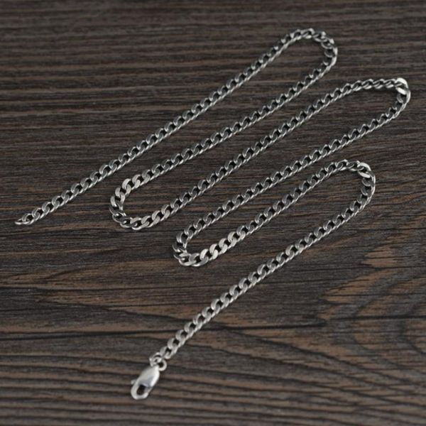 

real silver tank chain necklace s925 sterling silver flat rings necklace men women pure saddle chain jewelry