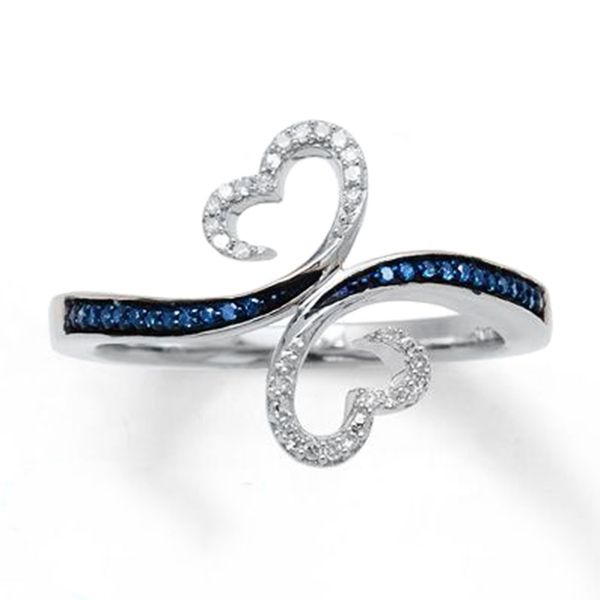 

junerain brand romantic women ring cloud shape white/blue cz stones birthday wedding party anniversary present fashion jewelry size 6-10, Silver