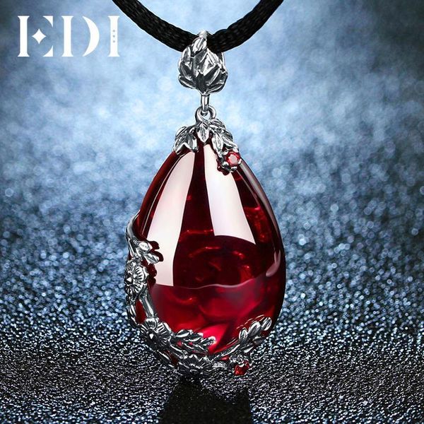 

edi retro royal garnet gemstone 100% 925 sterling silver natural chalcedony pendant necklace female fine jewelry c19041201