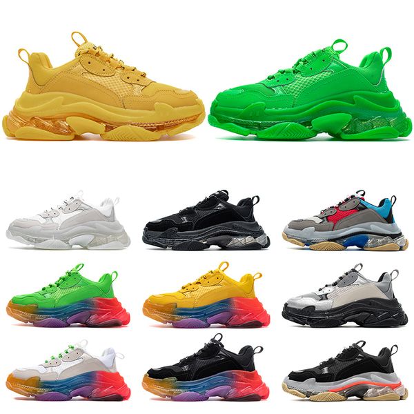 

triple s 17fw men women trainers sneakers shoes platform black white yellow green fashion mens womens outdoor trainer size 36-45