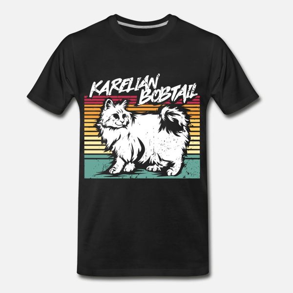 

karelian bobtail cat t shirt men knitted short sleeve round neck trend loose funny summer style cool shirt