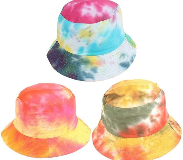 

Fashion Daily Summer New Autumn Summer Tie Dye Bucket Hat Fishing Caps Womens Flat Fishermen Caps Sun Prevent Hat