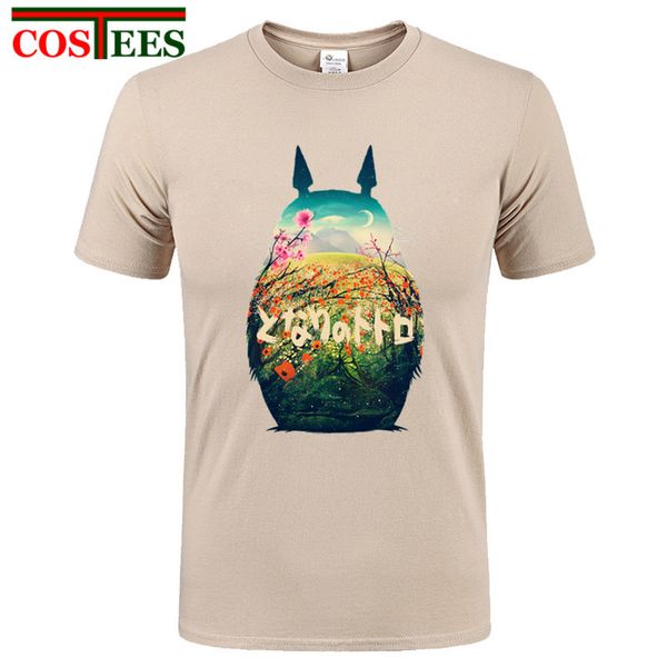 

peach blossom totoro t shirts men casual fashion cartoon nature forest dream tee 3d print oversize 3xl clothing summer 2019