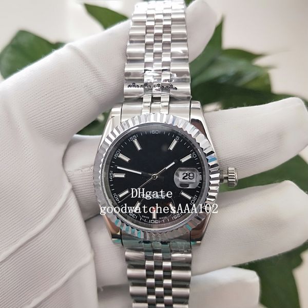 

азия eta 2813 движение мужской 36mm треугольная яма шаблон 178274 черный циферблат 18k белое золото jubilee браслет автоматический mens lad, Slivery;brown