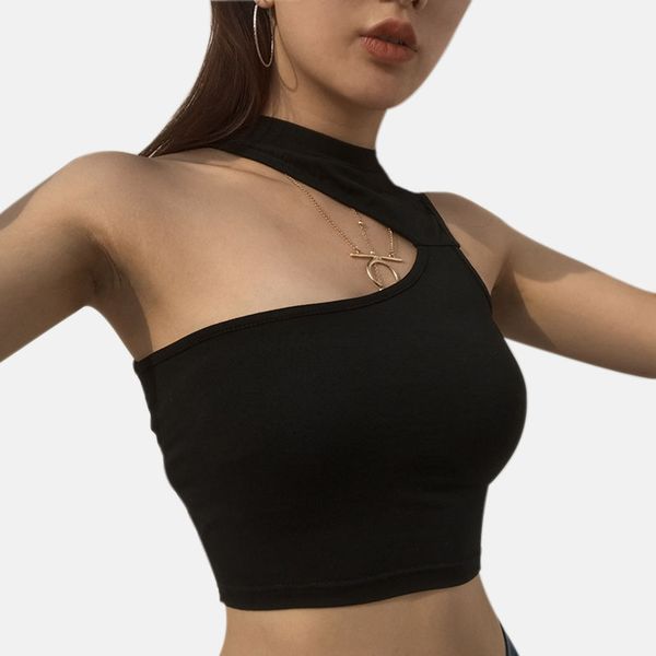 

camisoles & tanks summer sleeveless vest girl fashion comfortable shirt casual slim tight black deguisement womens singlet e, Black;white