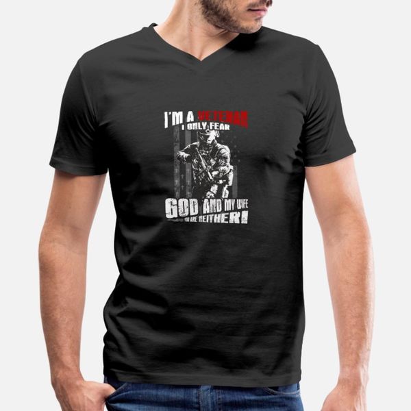 

veteran i am a veteran i only fear god and my wi t shirt men character cotton s-xxxl standard crazy comfortable summer style vintage shirt