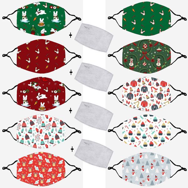 

christmas face mask for children cotton bunny pattern printing mask dustproof breathable washable cartoon mask with pm2.5 filter