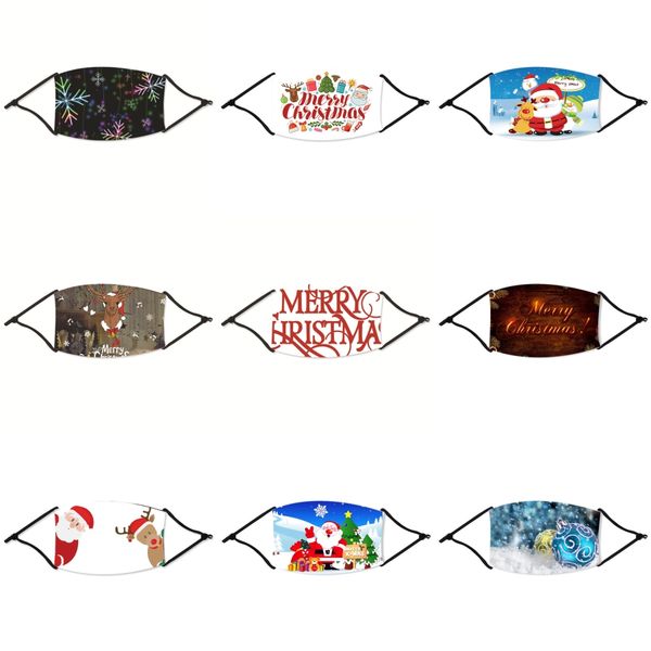

print kid christmas mask face christmas masks cartoon mouth face christmas masks kids anti-dust breathable earloop washable reusable silk#15, Black
