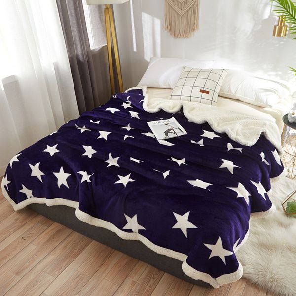 

bright stars bedspread blanket super soft flannel blanket to on for the sofa/bed sherpa fleece winter plush thickened napping