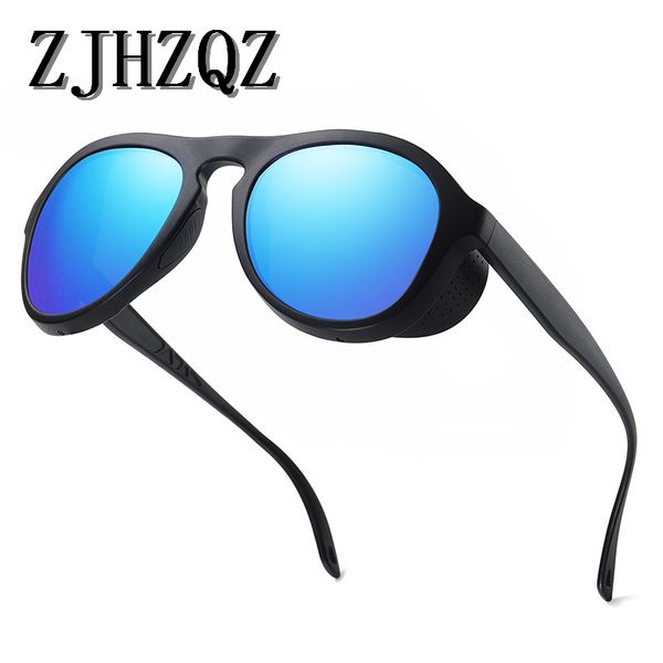 

zjhzqz retro round polarized sunglasses steampunk men women brand designer removable glasses shades uv protection, White;black