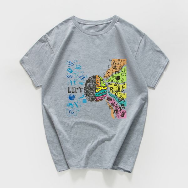 

2020 левое полушарие мозга правого полушария мозга graphic tshirt мужчины наука биология математика физика стрит смешной майка топ топ tee х