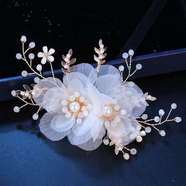 

romantic white flower crystal hairpins hairclip headwear bridal bride noiva engagement wedding hair accessories, Golden;silver
