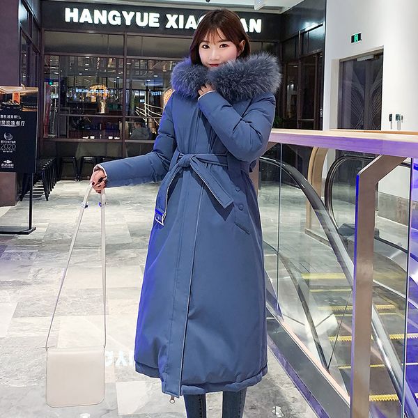 

women's down & parkas cotton coat 2021 winter korean fashion casual padded female warm design fur collar hooded clothing e195, Black