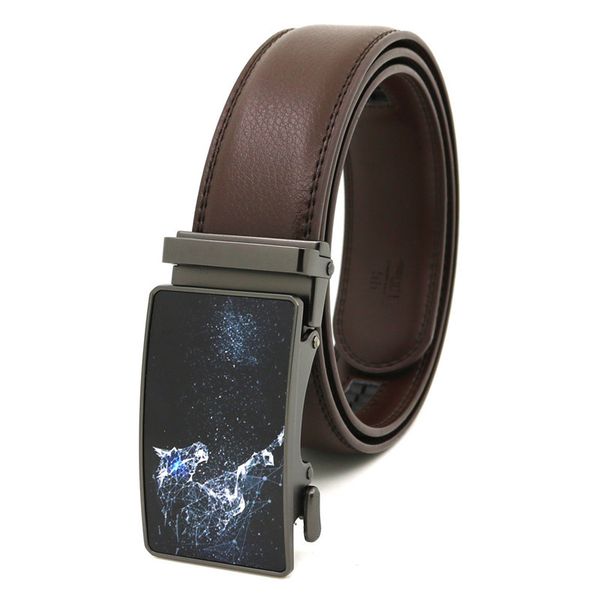 

automatic belt men male genuine leather waist belts solid black blue coffee 110-130cm long luxury 3d printing buckle belt, Black;brown