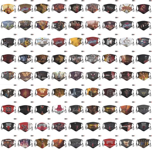 

2020 new luxury designers face masks men and women cotton mask bull 23 james michael 23 laurie basketball team mask pm2.5 reusable masks, Black
