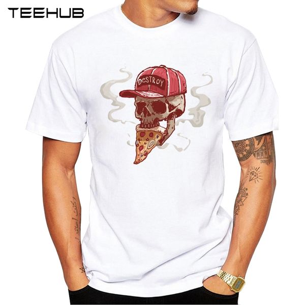 

teehub новые пиццы черепа мужчины t-shirt hipster захватывающие skull printed мужской tops o-образным вырезом с коротким рукавом мужские gee