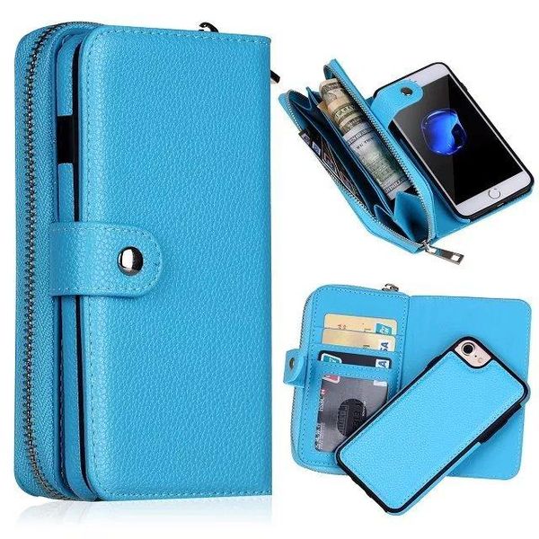 

cgjxsfor samsung galaxy s8 s8 plus s9 s9 plus note 8 2 in 1 magnet wallet leather zipper money pocket p frame case 10pc /lot