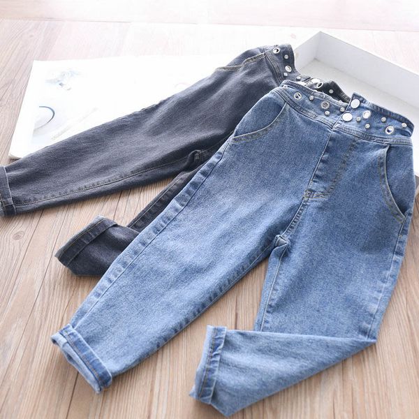 

2020 autumn girls trousers baby denim casual trousers, Blue