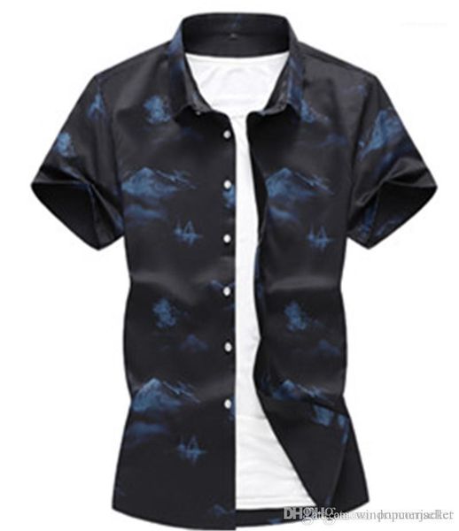 

printed shirts colorful mens turn down collar clothing fashion mens shirts summer plus size mens short sleeved, White;black
