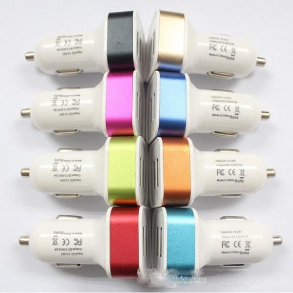 

promotion metal 3.1a dual usb 2 port car charger adapter for tablet smart phone for sony htc blackberry huawei mobile phone