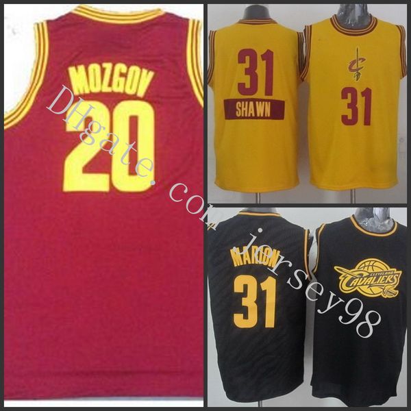 

cleveland cavaliers men #20 timofey mozgov#31 shawn marion revolution nba swingman christmas day yellow jersey, Black