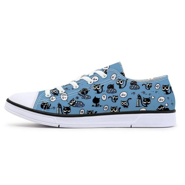 

2020 new style cute animal print canvas shoes for men women fashion sneakers lace up flats custom design cats shoes for adults, Black