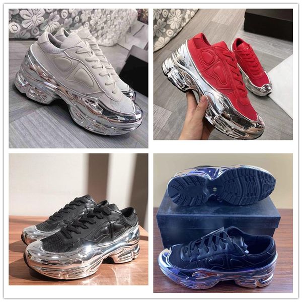 

new raf simons originals ozweego iii mens daddy sports shoes women clunky metallic silver sneakers dorky casual shoes ee7945 ee7944, Black