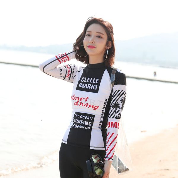 

rash guard for womens long sleeve swim shirt upf 50+ swimsuit sun uv protection printed