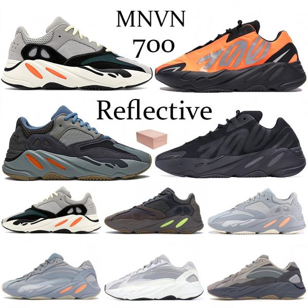 

новый 700 mnvn kanye west wave runner оранжевый фосфор bone светоотражающие кроссовки v1 v2 solid gray углерода синий vanta мужские женские