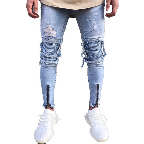 

men's jeans 2021 fashion mens stylish designed straight slim fit trousers casual jean pants, Blue