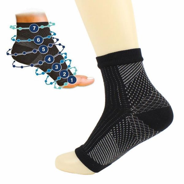 

1pair comfort foot anti fatigue men/women compression socks sleeve elastic cotton socks for men/women guard ankle, Black