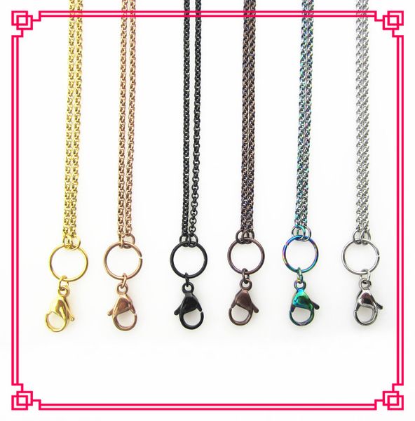 

32'' stainless steel rolo chain for diffuser locket floating pendant necklace rainbow rose gold black gold chocolate color, Silver