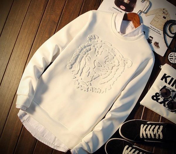 

wholesale- 2016 new pattern space cotton crewneck white men hoodies tiger hip hop casual oversized plus size 5xl men sweatshirt for teenag, Black