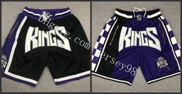 

sacramento kings men 1997-98 just don white nba men basketball shorts, Black