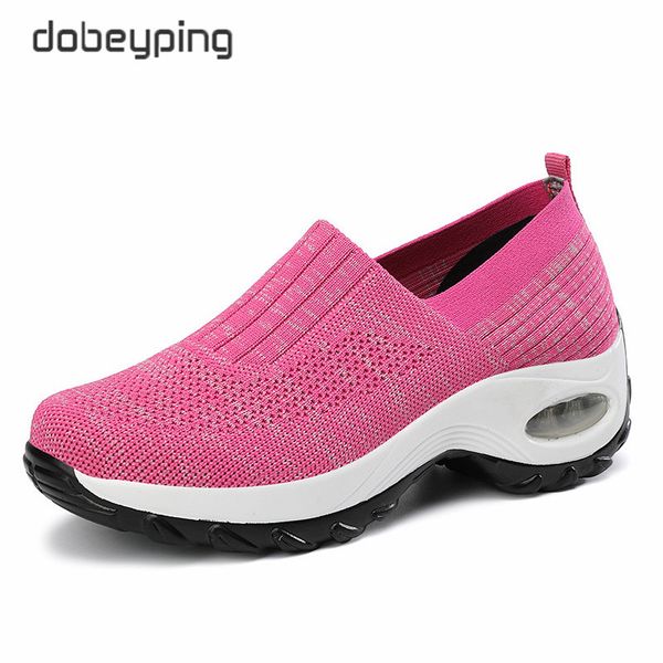 

new autumn wedges women's shoes air mesh woman sneakers flat platforms female shoe slip on height increasing women swing shoes, Black