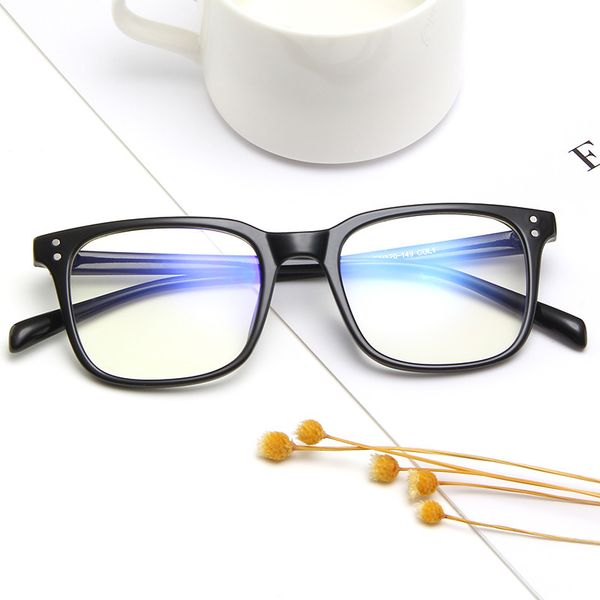 

men and women box fashion rice nails comfortable glasses simple retro decorative flat mirror can be equipped with myopia frames, Black