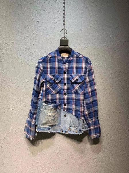 

shirt distressed plaid men patchwork esrrb