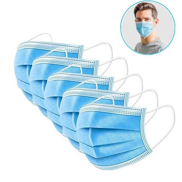 

50 3 1 pcs layers masks face thick masks with earloops blue color non woven face mouth er soft breathable face mask#7431