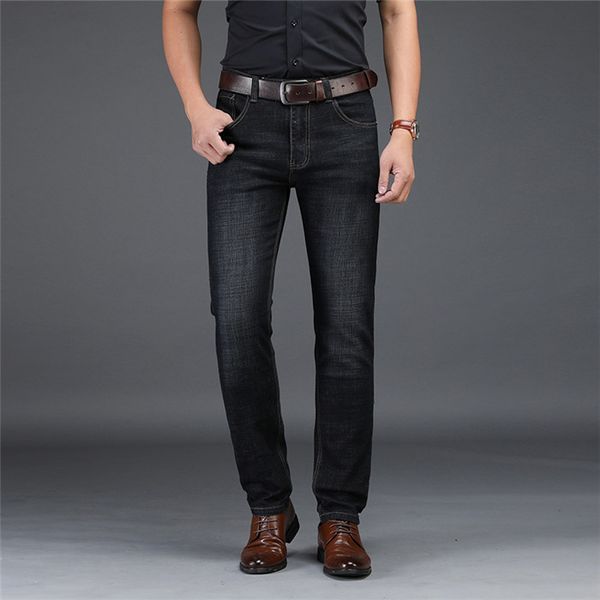 

men jeans stretch straight slim fit black men's jeans classic denim casual pants long trousers,dn8913, Blue