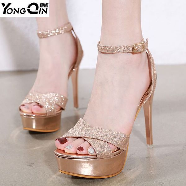

summer new style waterproof high heels sandals platform women's shoes, Black
